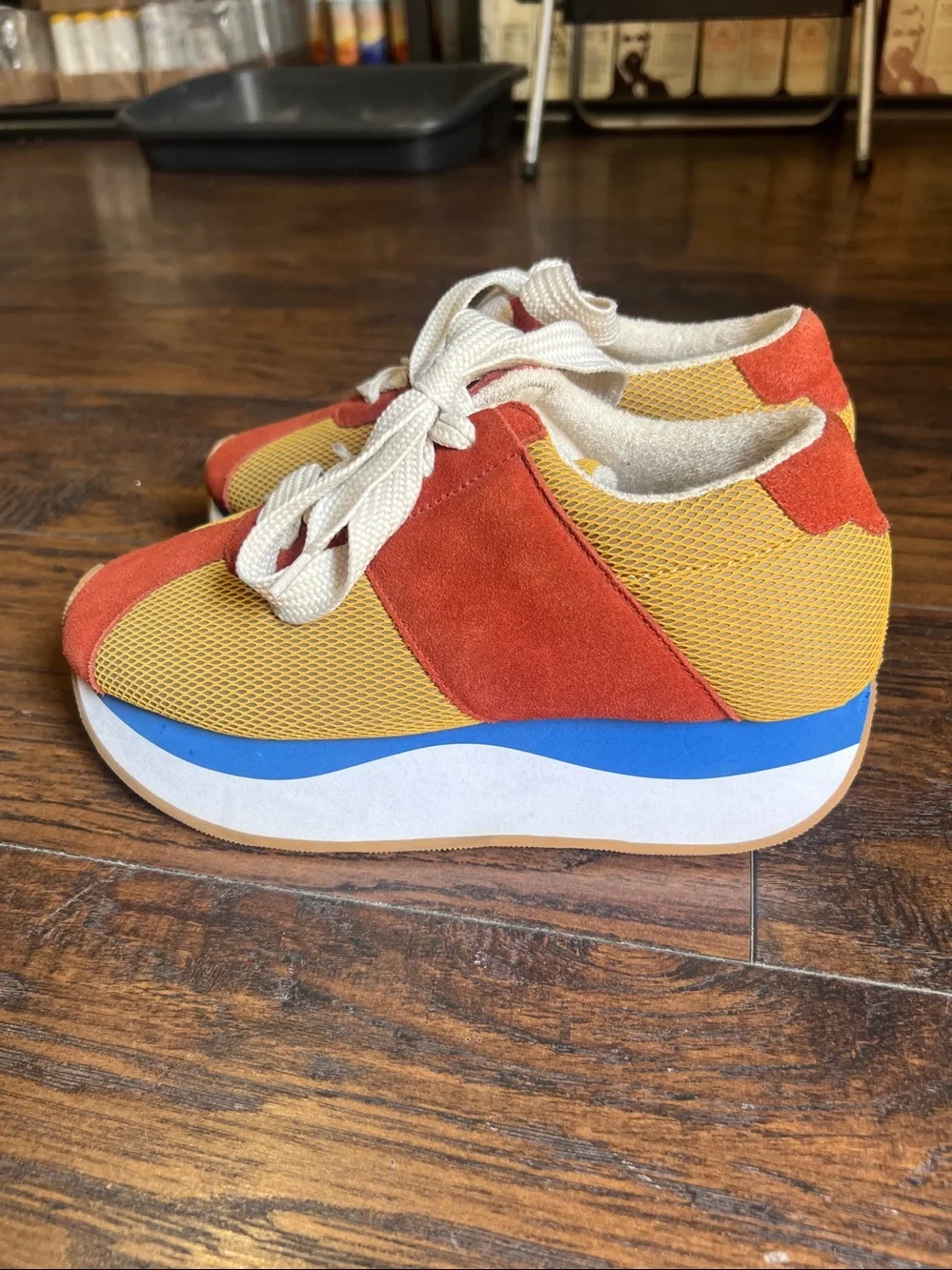 Jeffrey Campbell Retro platform sneakers orange/yellow/blue size 8